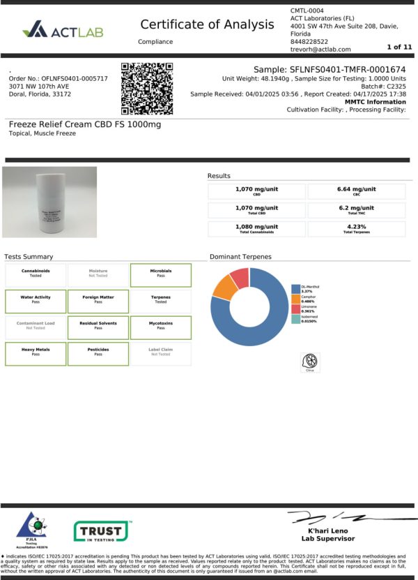 Freeze Relief 1000mg Cream - Image 3